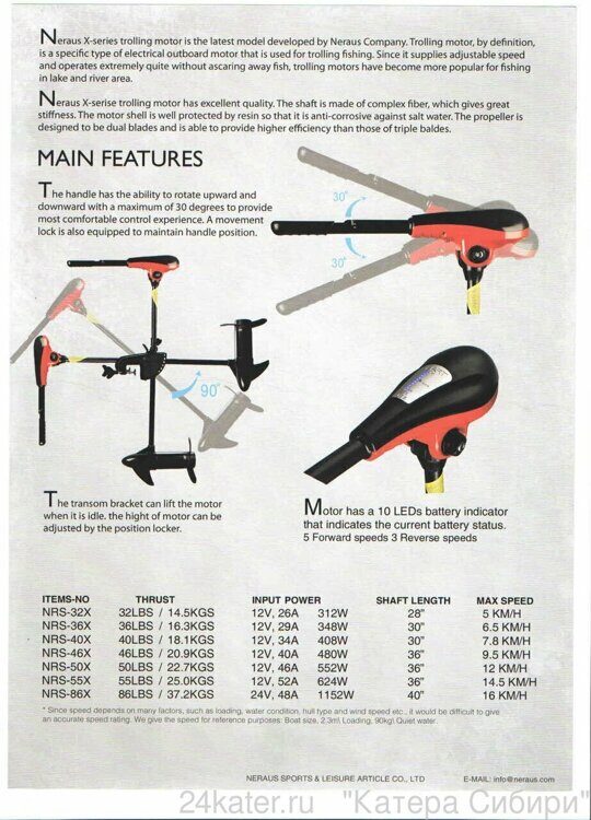 Электромотор Condor NRS-36X, 12V, 36 lbs, нога S