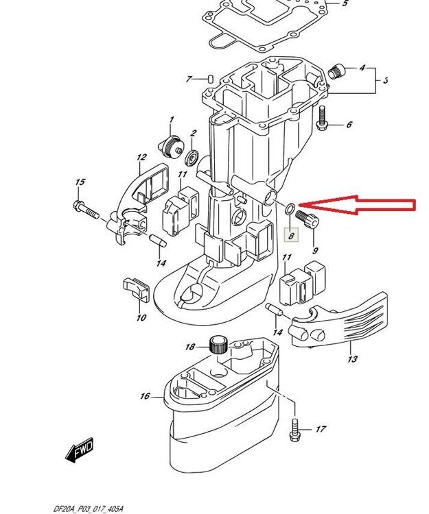 Прокладка сливного болта картера Suzuki DF6-30, 12х17х1.0, металл, Suzuki